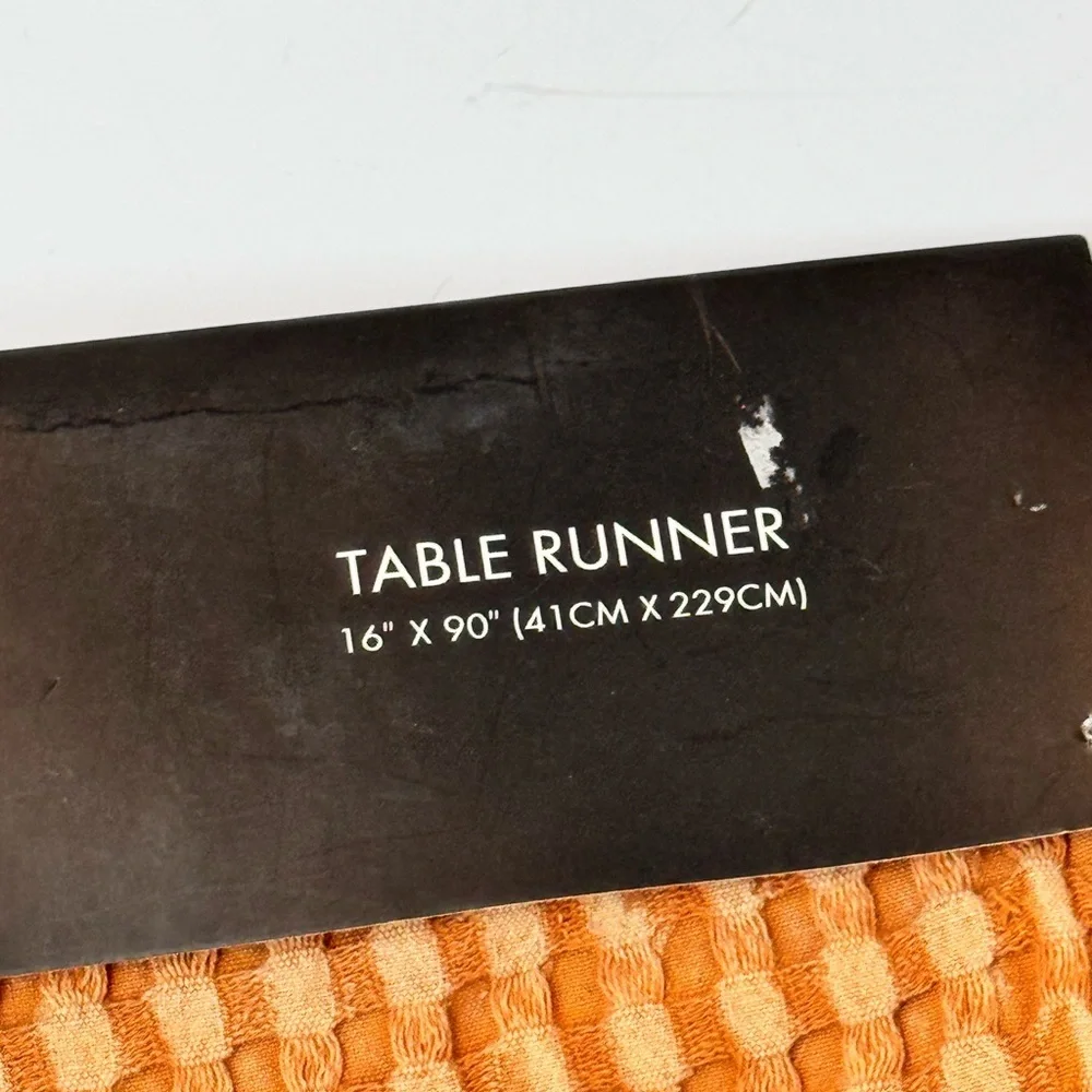 Tahari Home Rust Orange Textured Table Runner 16”x90”